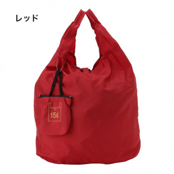 優美社 9017-00 ミニポケット付きコンパクトエコバッグ レッド