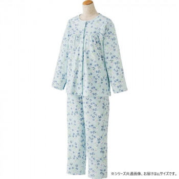 ケアファッション フルオープンパジャマ(婦人) サックス LL 3851503