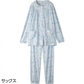 ケアファッション ワンタッチパジャマ(婦人) サックス S 9798014