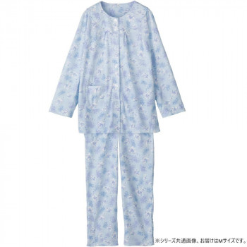 ケアファッション ワンタッチテープ+腰開きパジャマ(婦人) サックス M 9809201