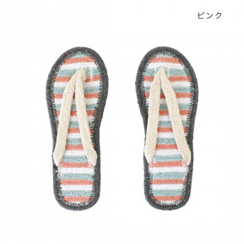リサイクルコットンサンダル L ボーダー ピンク 14223546082