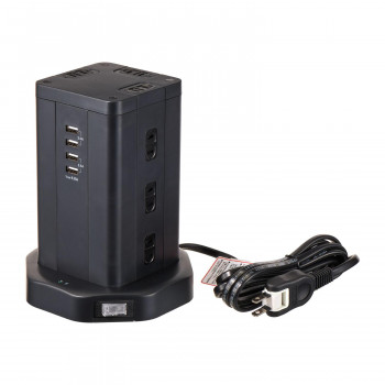 タワー型タップ12P4USB WBS-TW1204USB(BK)