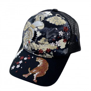大西賢製販 Ripple 刺繍メッシュキャップ 鶴虎 黒 H26-SM13