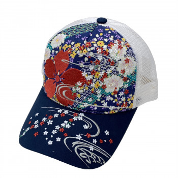 大西賢製販 Ripple 刺繍メッシュキャップ 流水桜 グレー H26-SM15