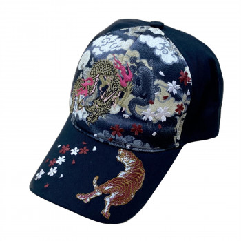 大西賢製販 Ripple 刺繍綿キャップ 龍虎B 黒 H27-SC03