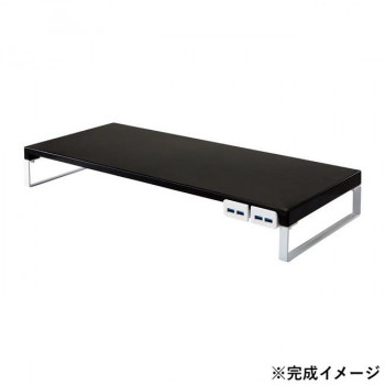 LIHIT LAB.(リヒトラブ) 机上台 幅590mm USB3.0ハブ付 黒 A-7334-24