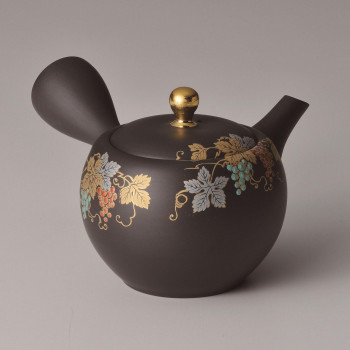 昭萠黒泥丸型ブドウ一珍急須 Y82