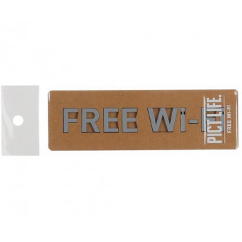 ハイロジック　24802　表札　プレート　PICT LIFE. FREE WI-FI グレー 1枚入