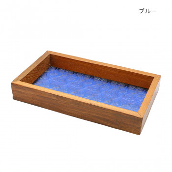 ウッド＆エンボスガラス トレイ ブルー 10724810401