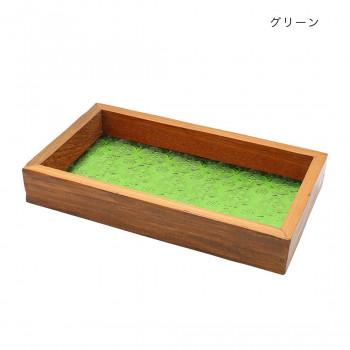 ウッド＆エンボスガラス トレイ グリーン 10724810402