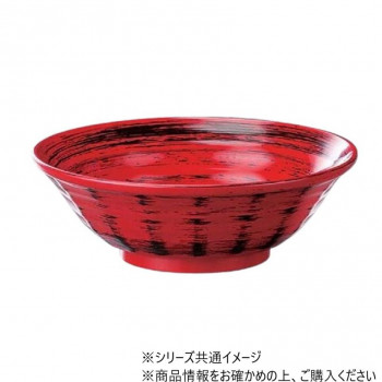 （レンジ対応）φ18cmラーメン鉢　赤に黒刷毛目　45023670