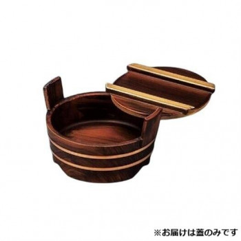 4寸手桶　ブラウン刷毛目(蓋)　51030918