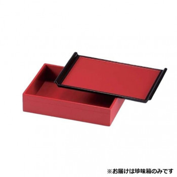 6.5寸長角珍味箱　朱　55001710