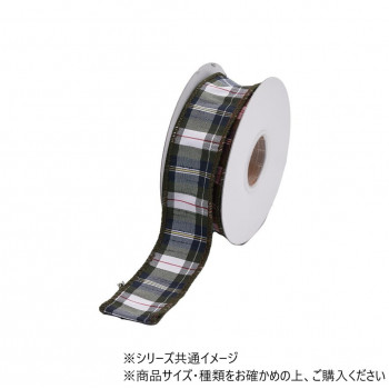 ワイヤーリボン　DUPION PLAID BKRD 3.8cm　9600072