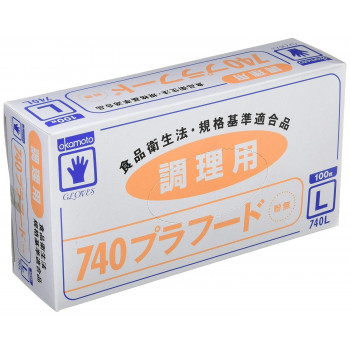 オカモト　手袋　プラフード　粉無　ホワイト　740L　100入　379228