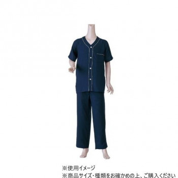 神戸生絲 紳士楽らくガーゼパジャマ上下(半袖) L No.800 ネイビー