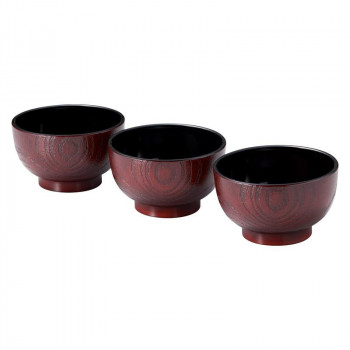 尾崎商店 杢目塗どんぶり椀3客 H06-76 5210-276