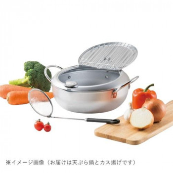 味楽亭II フタ付天ぷら鍋24cm(カス揚げ付) 7041146 5407-134