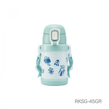 ReachWil魔法瓶 ころころワニ ストローキッズボトル450ml グリーン RKSG-45GR