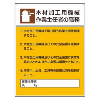 ユニット 作業主任者職務板 木材加工用機械作業… 808-03