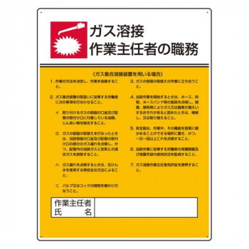 ユニット 作業主任者職務板 ガス溶接・ガス 808-10
