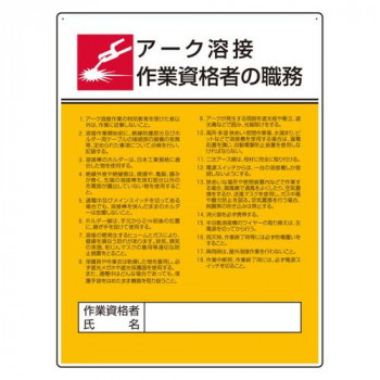 ユニット 作業主任者職務板 アーク溶接作業資格者 808-32