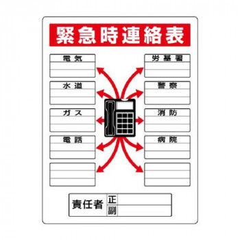 ユニット 標識　緊急時連絡表 814-58