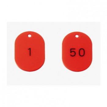 ユニット 番号札45×30赤1～50　　50枚組 877-611