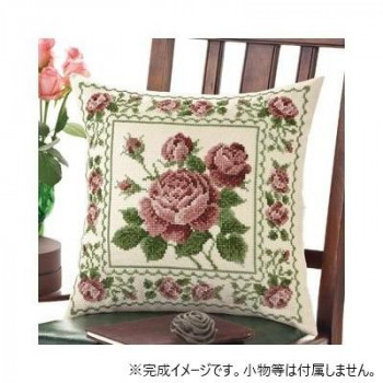 オリムパス ししゅうキット　クッション　アンティークローズ　6051