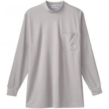 桑和 50128 長袖ローネックTシャツ(胸ポケット付き) Mサイズ シルバーグレー(22) SOWA