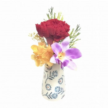 お供え用 ミニ仏花 プリザーブドフラワー 花器付き 想花(そうか) レッド C34810KN