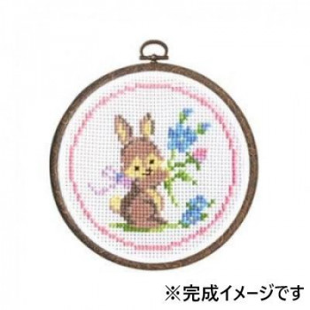 オリムパス ししゅうキット フープ ウサギとお花 7402