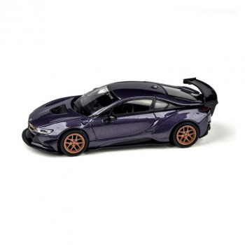 JADI リバティウォーク BMW i8 トワイライトパープル/ゴールドホイール LHD 1/64スケール PA55153