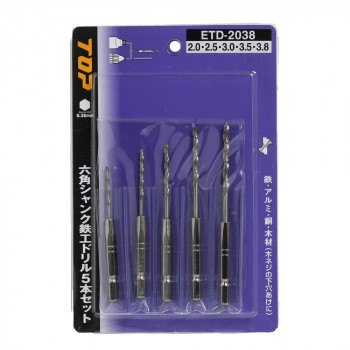 トップ工業(TOP) 電動ドリル用 六角シャンク鉄工ドリル 5本セット ETD-2038