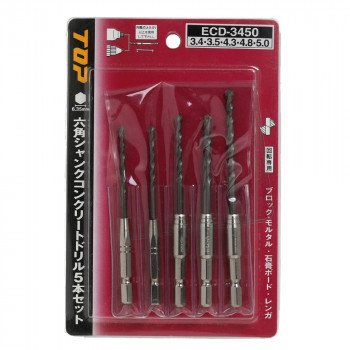 トップ工業(TOP) 電動ドリル用 六角シャンクコンクリートドリル 5本セット ECD-3450
