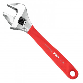 トップ工業(TOP) ガタ無モンキレンチ ワークワイドグリップ付 レッド 口開き寸法:0～38mm HM-38MGR