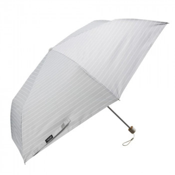Waterfront ぺん細サンシェイド 折りたたみ傘 50cm ボーダー ライトグレー S350-1132GY1-B0
