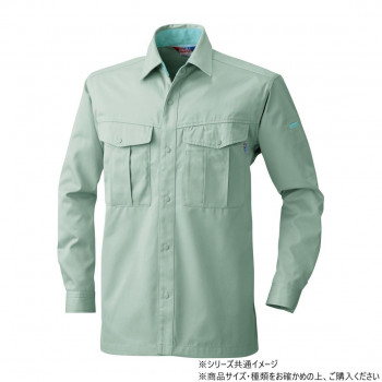 桑和 4115 長袖シャツ Lサイズ モスグリーン(107)