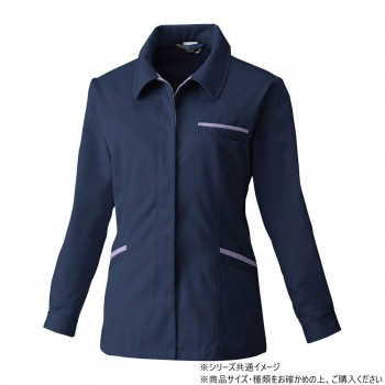 桑和 4222 レディース長袖スモック LLサイズ ネイビー(1)