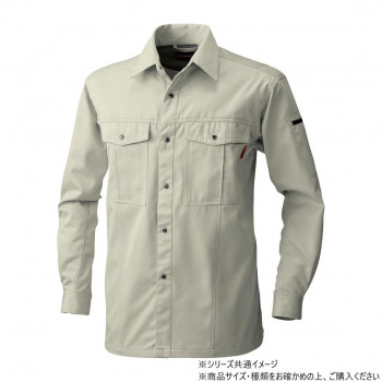 桑和 6115 長袖シャツ Lサイズ ベージュ(3)