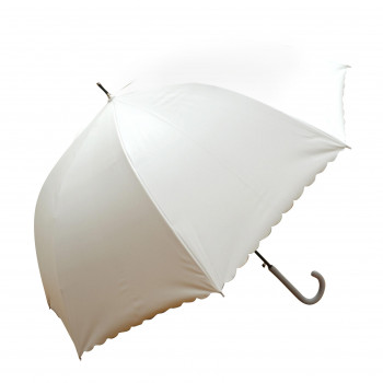 藤田屋 雨晴兼用婦人長傘 60cm 雨晴ドーム型 無地ヒートカット ホワイト UJ-2561(SH)