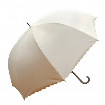 藤田屋 雨晴兼用婦人長傘 60cm 雨晴ドーム型 無地ヒートカット ベージュ UJ-2561(SH)