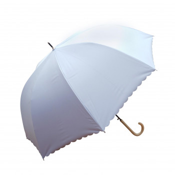 藤田屋 雨晴兼用婦人長傘 60cm 雨晴ドーム型 無地ヒートカット サックス UJ-2561(SH)