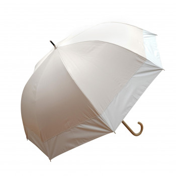 藤田屋 雨晴兼用婦人長傘 60cm 雨晴ドーム型 バイカラー切り継ぎ ベージュ×ホワイト UJ-2562(SH)
