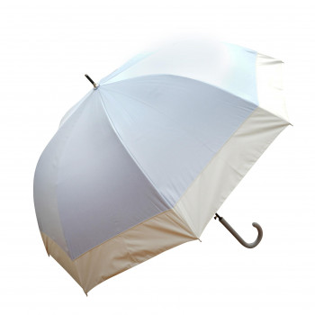 藤田屋 雨晴兼用婦人長傘 60cm 雨晴ドーム型 バイカラー切り継ぎ サックス×ホワイト UJ-2562(SH)
