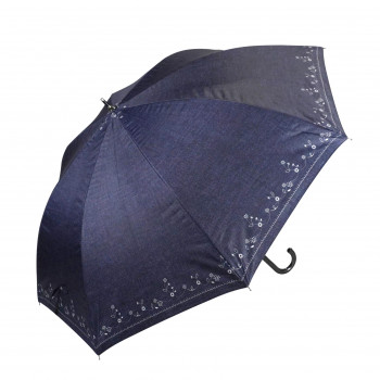 藤田屋 晴雨兼用長傘ジャンプ 58cm 晴雨兼用ジャンプ 刺繍風ダンガリー SJ-2553(KT)