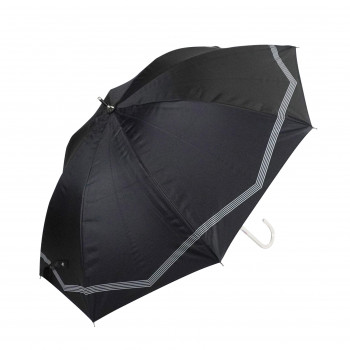 藤田屋 晴雨兼用長傘ショート 50cm 晴雨兼用ショート ボーダーリボン ブラック SS-2551(KT)