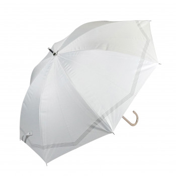 藤田屋 晴雨兼用長傘ショート 50cm 晴雨兼用ショート ボーダーリボン ホワイト SS-2551(KT)