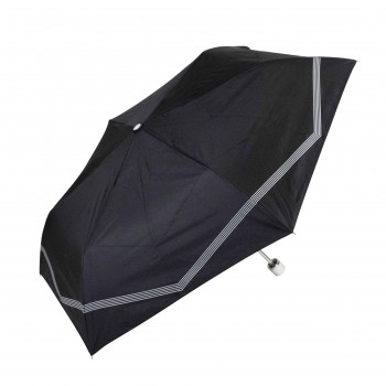藤田屋 晴雨兼用折りたたみ傘 50cm 晴雨兼用丸手元 ボーダーリボン ブラック SM-2551(KT)