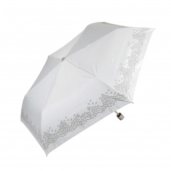 藤田屋 晴雨兼用折りたたみ傘 50cm 晴雨兼用丸手元 クローバー ホワイト SM-2552(KT)